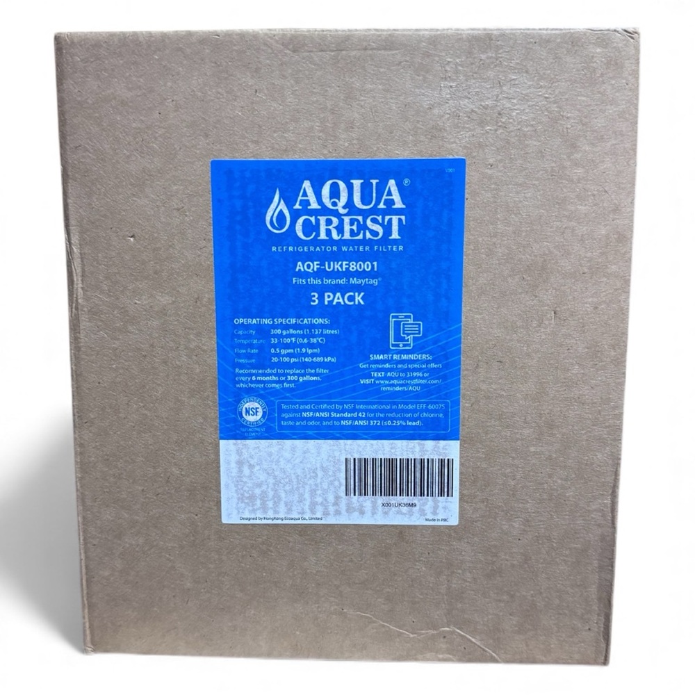 Aqua Crest Refrigerator Water Filter AQF-UKF8001 3 Pack for Maytag New